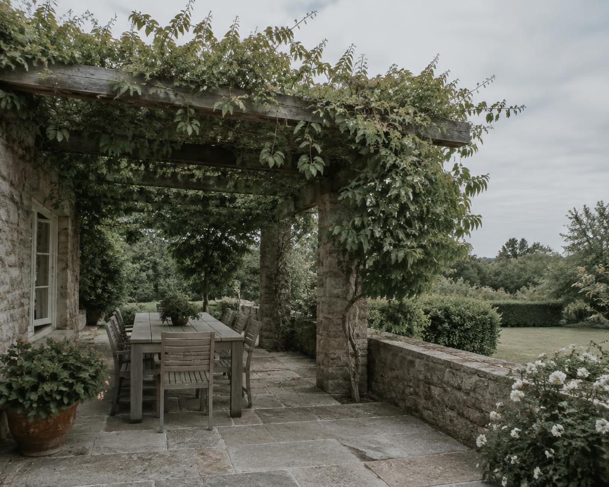 Sunlit terrace ready to host an event